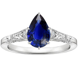 Bague Diamant Trois Pierres Style Antique Taille Poire 3.25 Carats