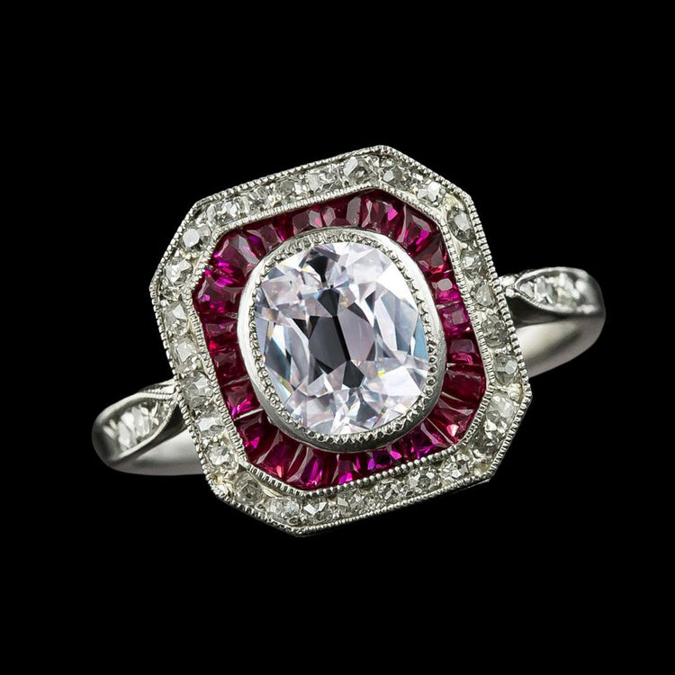 Bague Double Halo Coussin Vieux mineur Diamant Saphir Rose 5 Carats - HarryChadEnt.FR