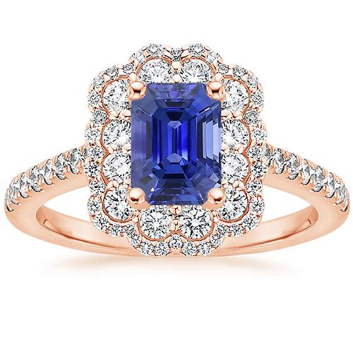 Bague Double Halo Emeraude Saphir Sri Lanka & Diamant 5 Carats - HarryChadEnt.FR