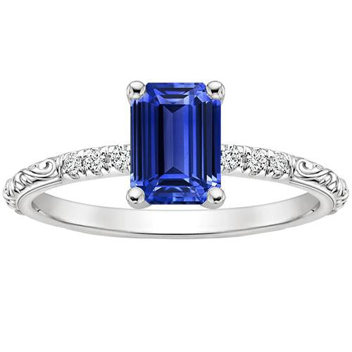 Bague Emeraude Gemme avec Accents Saphir Bleu & Diamant 3.50 Carats - HarryChadEnt.FR