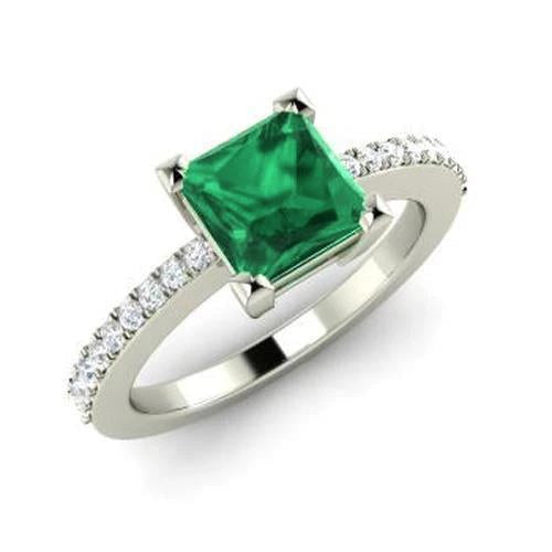 Bague Émeraude Verte 3.65 Ct Avec Diamant Or Blanc 14K - HarryChadEnt.FR