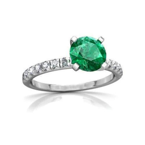 Bague Emeraude Verte 3.80 Carats Et Diamants Or Blanc 14K - HarryChadEnt.FR