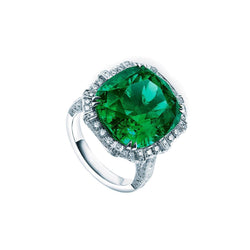 Bague Émeraude Verte De Colombie Avec Diamants 4 Carats