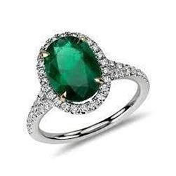 Bague Émeraude Verte Ovale 3 Carats Avec Diamant Or Blanc 14K - HarryChadEnt.FR