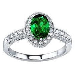 Bague Émeraude Verte Ovale 3 Ct Avec Diamant Or Blanc 14K - HarryChadEnt.FR