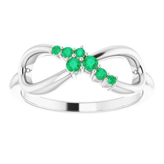 Bague Émeraude Verte Style Infini 1 Carat Or Blanc 14K Bijoux - HarryChadEnt.FR