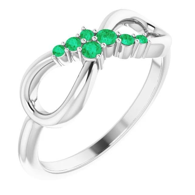 Bague Émeraude Verte Style Infini 1 Carat Or Blanc 14K Bijoux - HarryChadEnt.FR