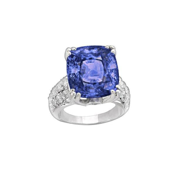 Bague Fantaisie Coussin Tanzanite Et Diamants Ronds 7.50 Carats Neuf - HarryChadEnt.FR