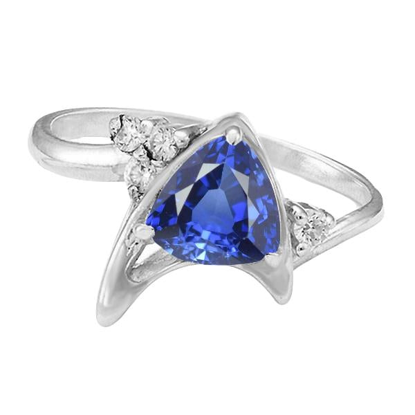 Bague Fantaisie Diamant Ceylan Saphir Taille Trillion Pierre Précieuse 1.75 Carats - HarryChadEnt.FR
