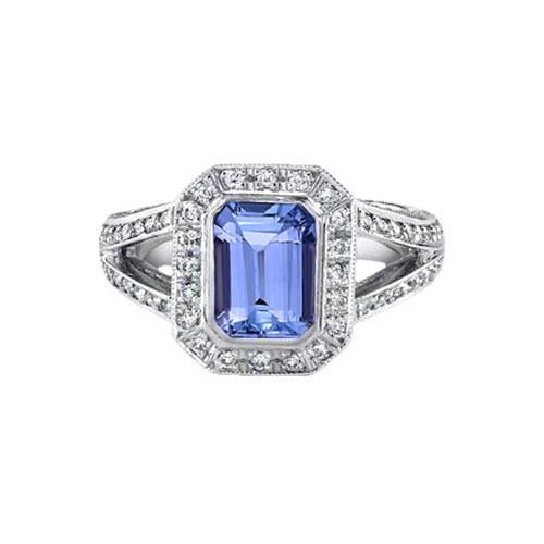 Bague Fantaisie Emeraude Tanzanite Diamants 5.36 Carat Nouveau - HarryChadEnt.FR