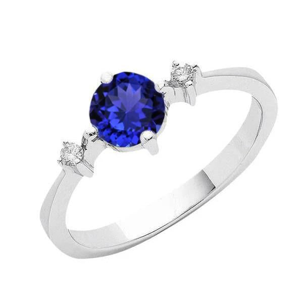 Bague Fantaisie Femme Tanzanite AAA Diamants Ronds Or Blanc 0.75 Carat - HarryChadEnt.FR