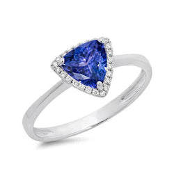 Bague Fantaisie Tanzanite 1.50 Carats Et Diamant Rond Or Blanc 14K