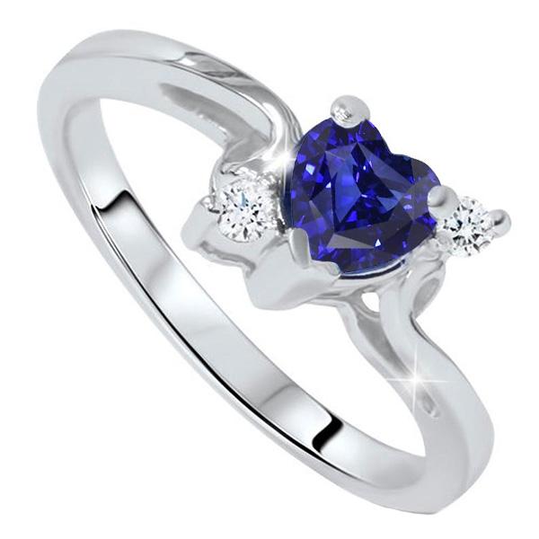 Bague Femme 3 Pierres Coeur Saphir Ceylan & Diamant Rond 1.75 Carats - HarryChadEnt.FR