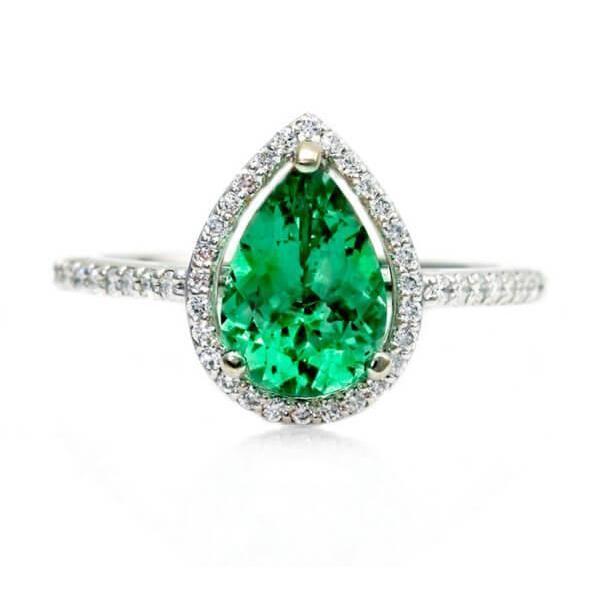 Bague Femme 5.25 Carats Émeraude Verte Et Diamant Or Blanc 14K - HarryChadEnt.FR