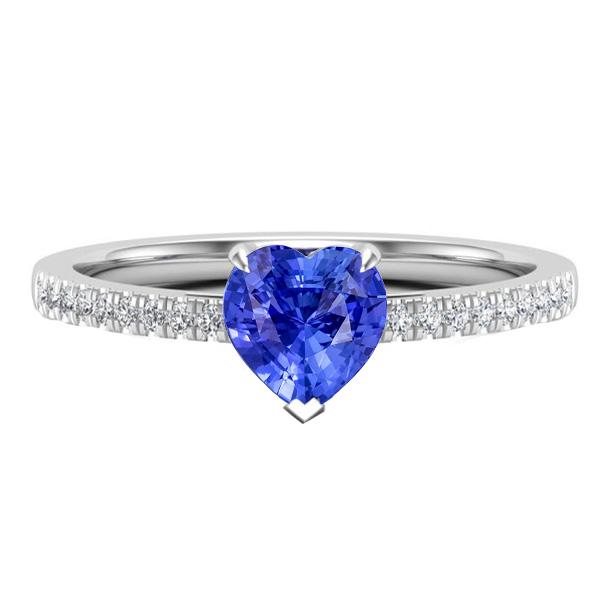 Bague Femme Coeur Saphir De Ceylan Avec Accents De Diamants Pavé 2 Carats - HarryChadEnt.FR