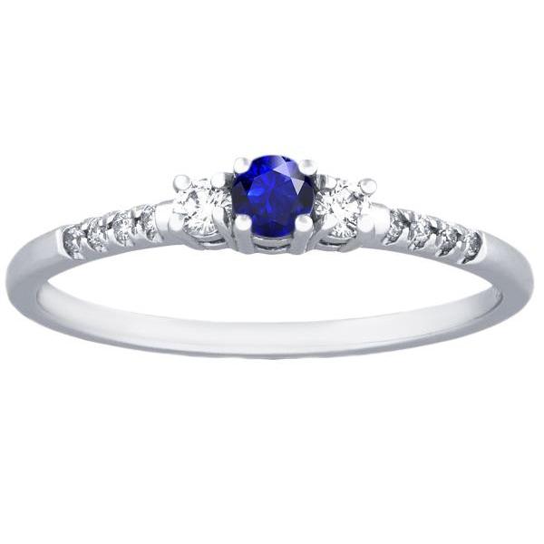 Bague Femme Diamant 1.50 Carats 3 Pierres Style Saphir Bleu Taille Ronde - HarryChadEnt.FR