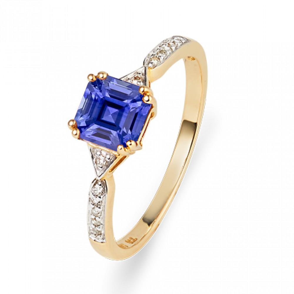 Bague Femme Diamant Asscher Ceylan Saphir 2.50 Carats Or Deux Tons - HarryChadEnt.FR