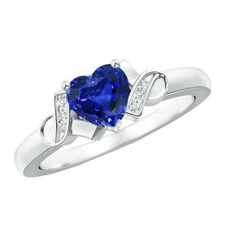 Bague Femme Diamant Coeur Bleu Saphir Or Bijoux Amour 3.25 Carats