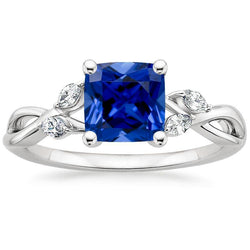Bague Femme Diamant Marquise & Coussin Saphir Cinq Pierres 2.75 Carats