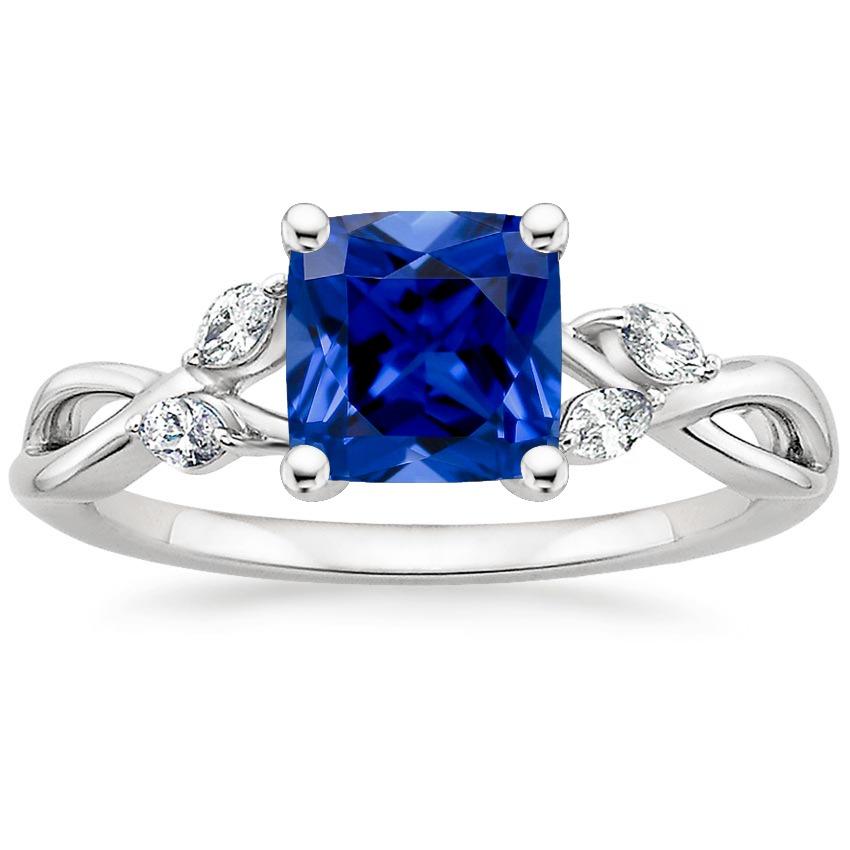 Bague Femme Diamant Marquise & Coussin Saphir Cinq Pierres 2.75 Carats - HarryChadEnt.FR