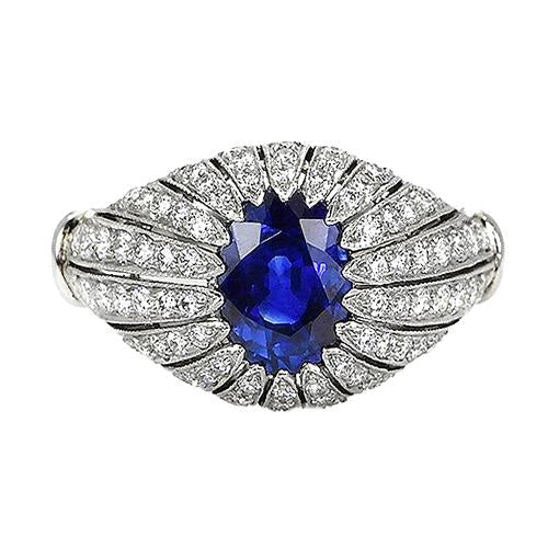 Bague Femme Diamant Saphir Bleu Style Antique 8.75 Carats - HarryChadEnt.FR