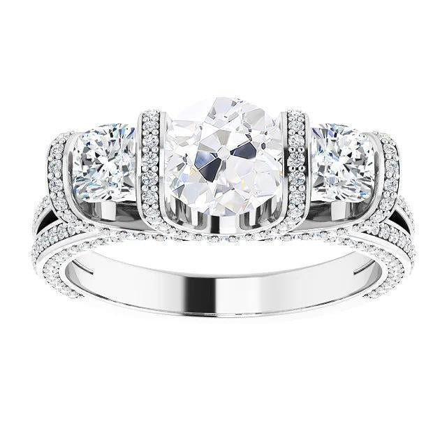 Bague Femme Diamant Taille Ronde Coussin & Diamant Tige Fendue 10.50 Carats - HarryChadEnt.FR