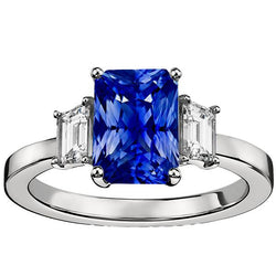 Bague Femme Or Pierre Gemme Emeraude Diamant Ceylan Saphir 3.50 Carats