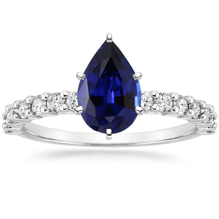 Bague Femme Or Pierres Précieuses Prong Saphir Bleu & Diamants 7.25 Carats - HarryChadEnt.FR