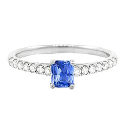 Bague Femme Pierres Précieuses Avec Diamants Taille Radiant Saphir 1.50 Carats