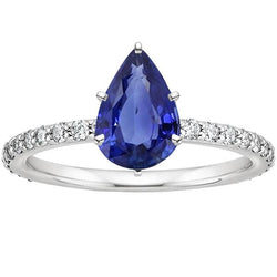 Bague Femme Pierres Précieuses Saphir Bleu & Diamant Or Bijoux 5.25 Carats