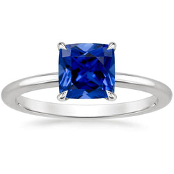 Bague Femme Pierres Précieuses Solitaire Saphir Sri Lankais Coussin 2.25 Carats