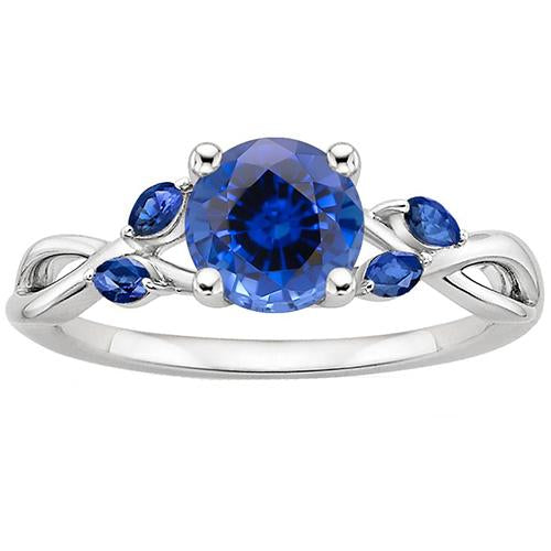 Bague Femme Ronde & Marquise Ceylan Saphir Pierres Précieuses 2.50 Carats - HarryChadEnt.FR