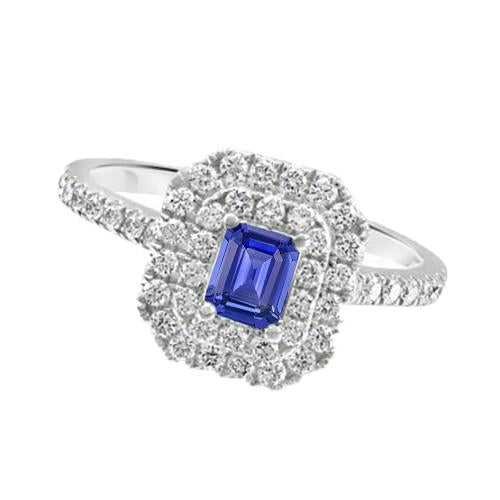 Bague Femme Saphir Sri Lankais Double Halo & Diamants 3 Carats - HarryChadEnt.FR