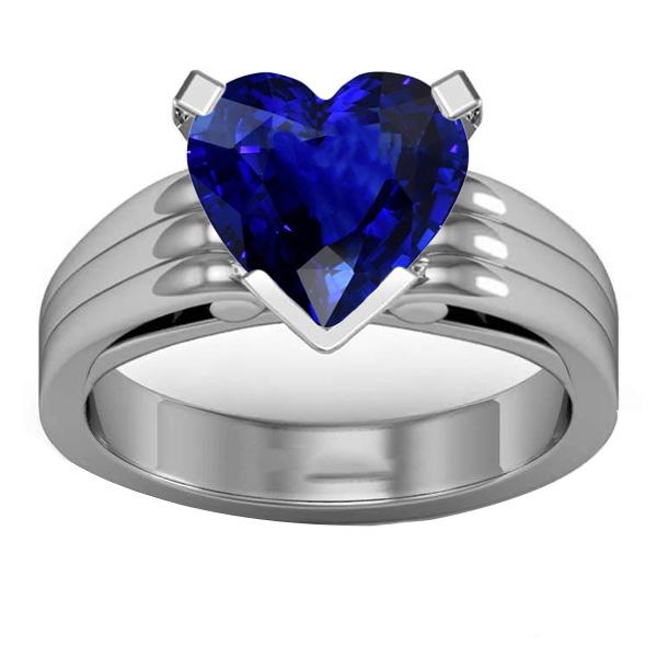 Bague Femme Solitaire Coeur Saphir Ceylan Triple Tige 3 Carats - HarryChadEnt.FR