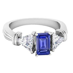 Bague Femme Solitaire Emeraude Sri Lanka Saphir 1.50 Carats