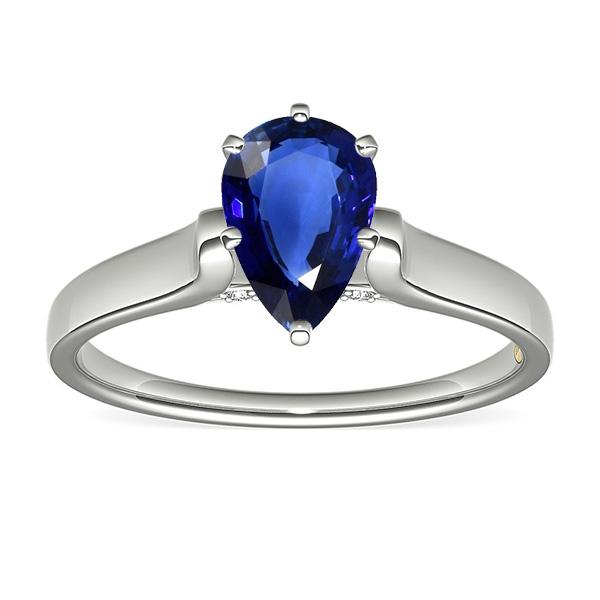 Bague Femme Solitaire Poire Sri Lanka Saphir Or Blanc 2 Carats - HarryChadEnt.FR