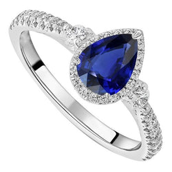 Bague Halo Anniversaire Ceylan Saphir & Diamants Bijoux 5 Carats