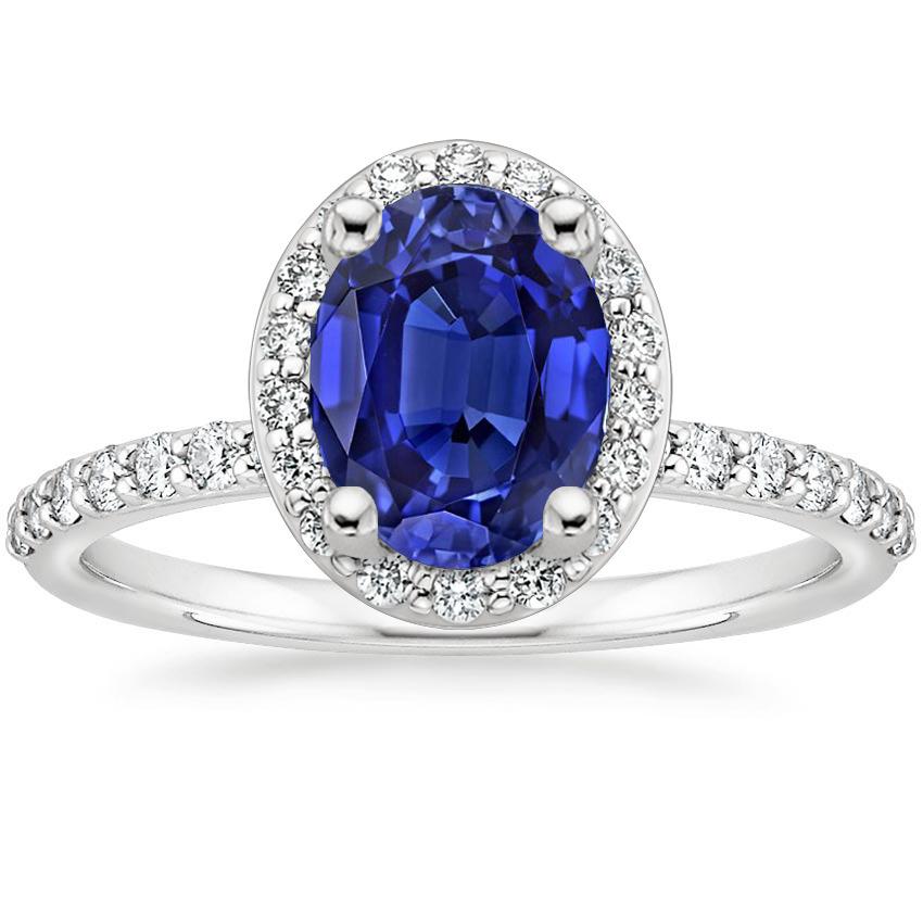 Bague Halo Ceylan Saphir Taille Ovale & Diamants Ronds 3.25 Carats - HarryChadEnt.FR