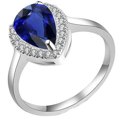 Bague Halo Deep Blue Saphir Or Blanc & Diamants 3.50 Carats