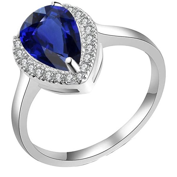 Bague Halo Deep Blue Saphir Or Blanc & Diamants 3.50 Carats - HarryChadEnt.FR