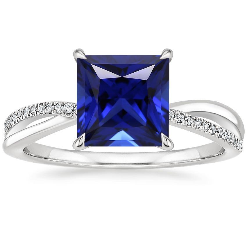 Bague Halo Diamant Ceylan Saphir 5.50 Carat Princesse avec Accents - HarryChadEnt.FR