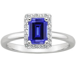 Bague Halo Diamant Émeraude Saphir Ceylan & Diamant 4 Carats