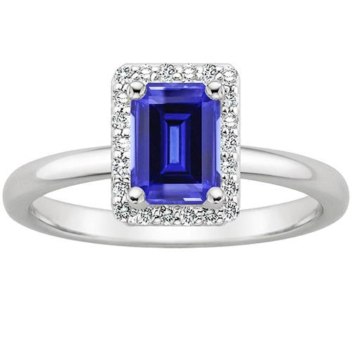 Bague Halo Diamant Émeraude Saphir Ceylan & Diamant 4 Carats - HarryChadEnt.FR