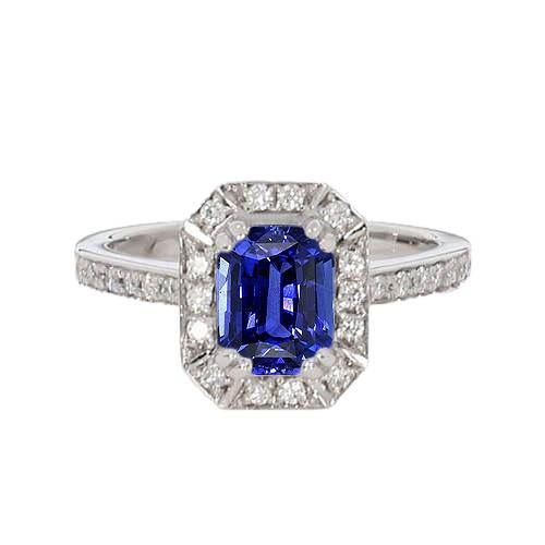 Bague Halo Diamant Radiant Saphir Sri Lankais 3 Carats - HarryChadEnt.FR