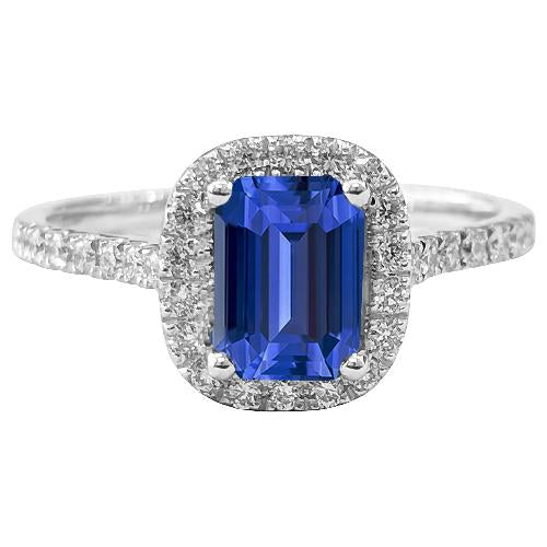 Bague Halo Diamants Scintillants Émeraude Ceylan Saphir Or 3.50 Carats - HarryChadEnt.FR