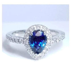 Bague Halo Diamond Sri Lanka Blue Saphir 2.75 Carats