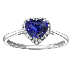Bague Halo Or Blanc Coeur Saphir Bleu & Diamants Bijoux 3 Carats