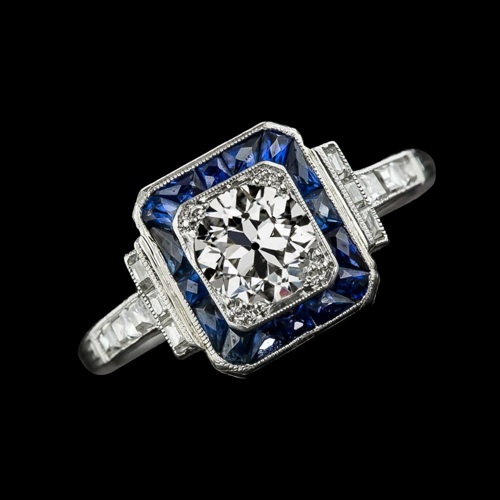 Bague Halo Ronde Vieux mineur Diamant Sri Lanka Saphir 3.75 Carats - HarryChadEnt.FR