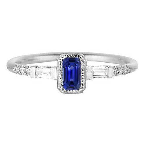 Bague Halo Saphir Bleu Avec Baguette & Diamants Ronds 1.50 Carats - HarryChadEnt.FR