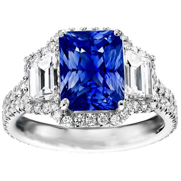 Bague Halo Saphir Gemme 6 Carats Emeraude & Diamants Ronds Serti - HarryChadEnt.FR